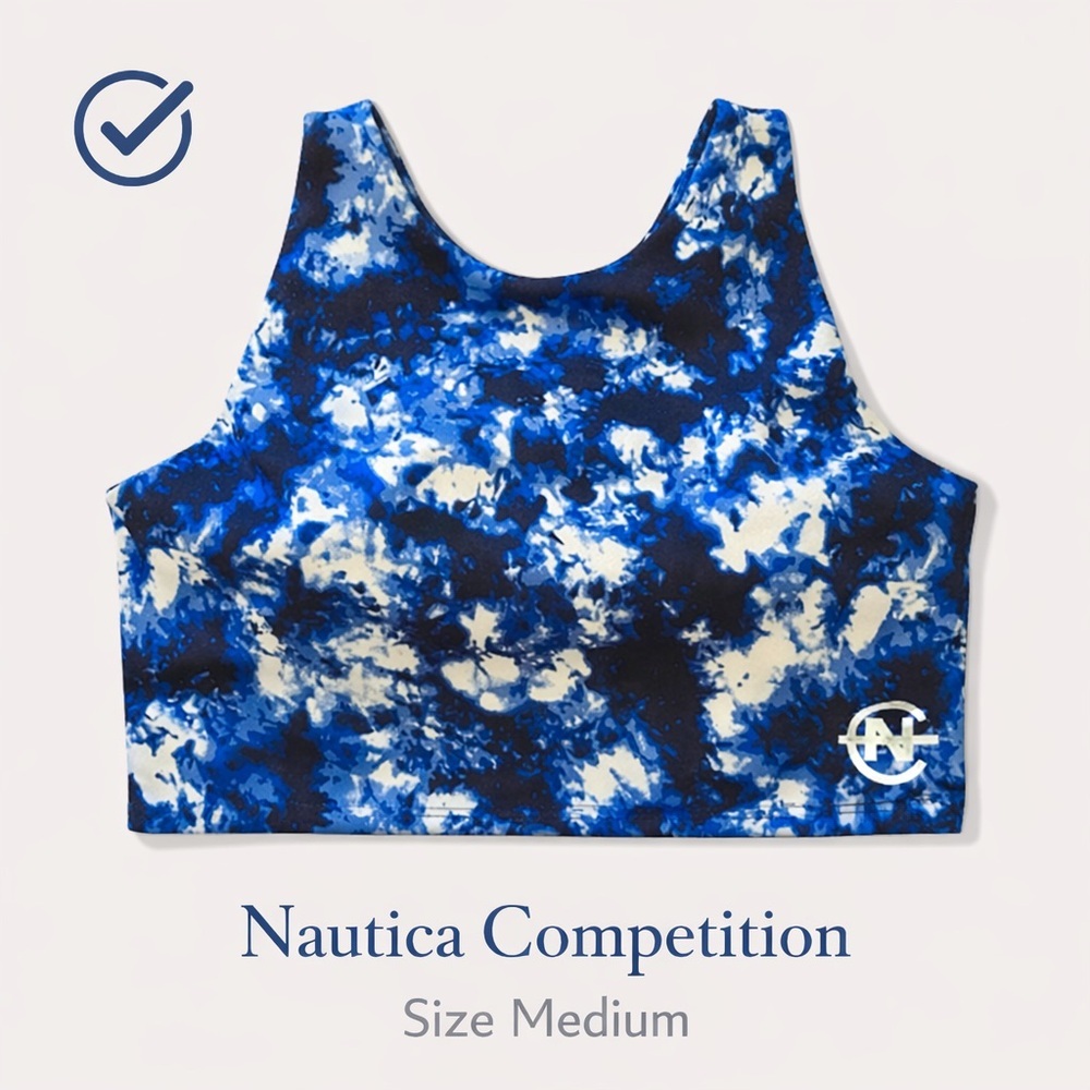 Nautica Competition Blue Abstract Print Sports Bra | Medium